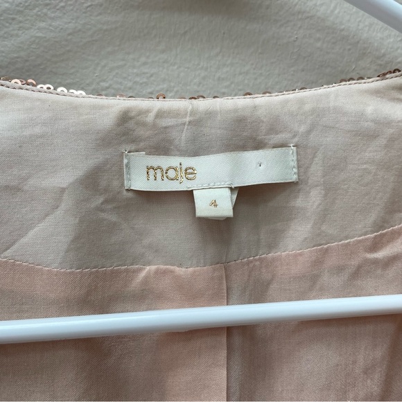 Maje Rose Gold Sequin Button Down Blouse Top Jacket Cardigan Metallic Size L/XL - Picture 6 of 14